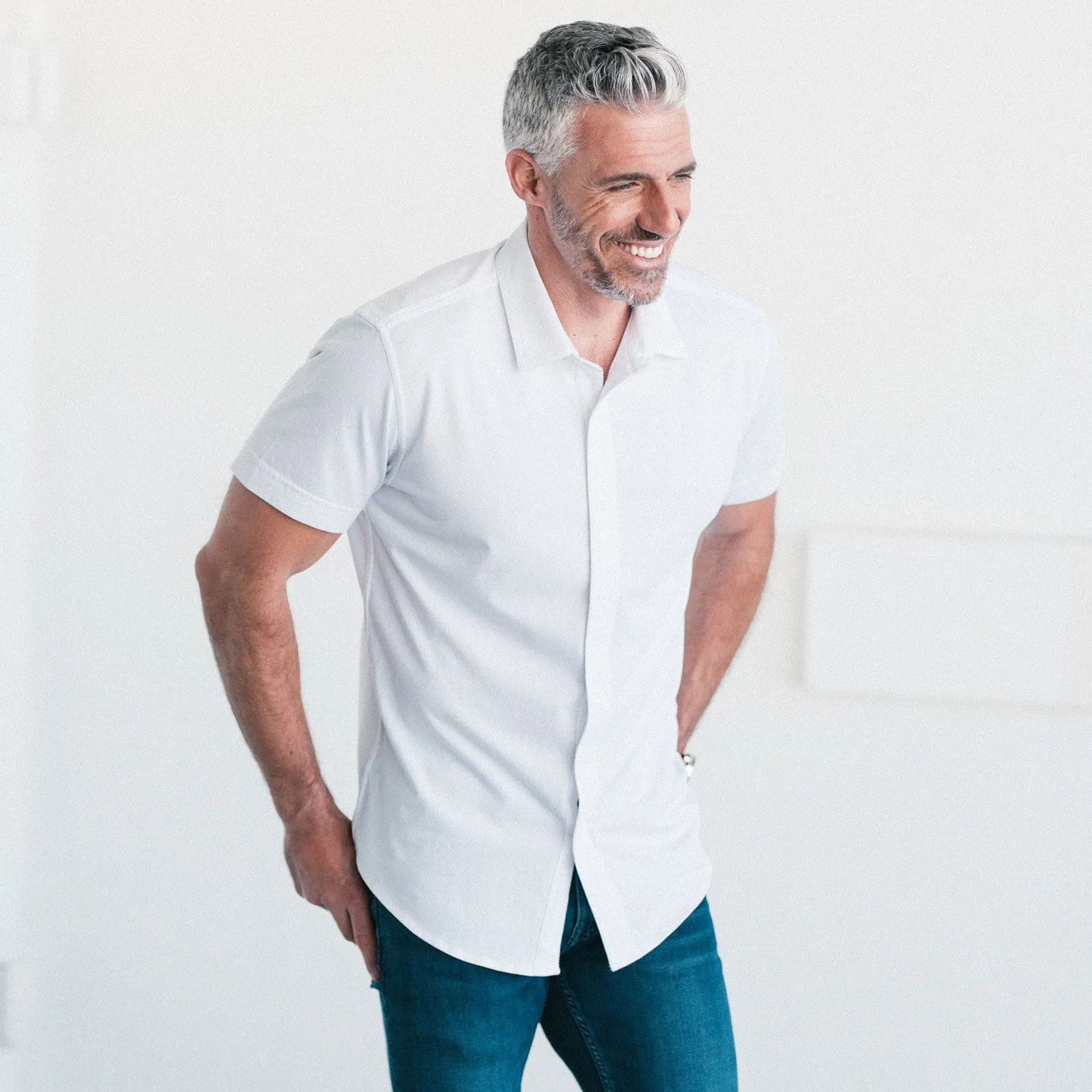 Short Sleeve T-Shirt Shirt - White Cotton Jersey