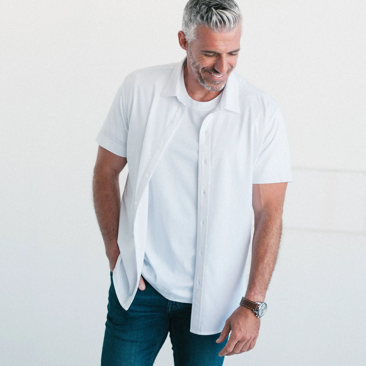 Short Sleeve T-Shirt Shirt - White Cotton Jersey