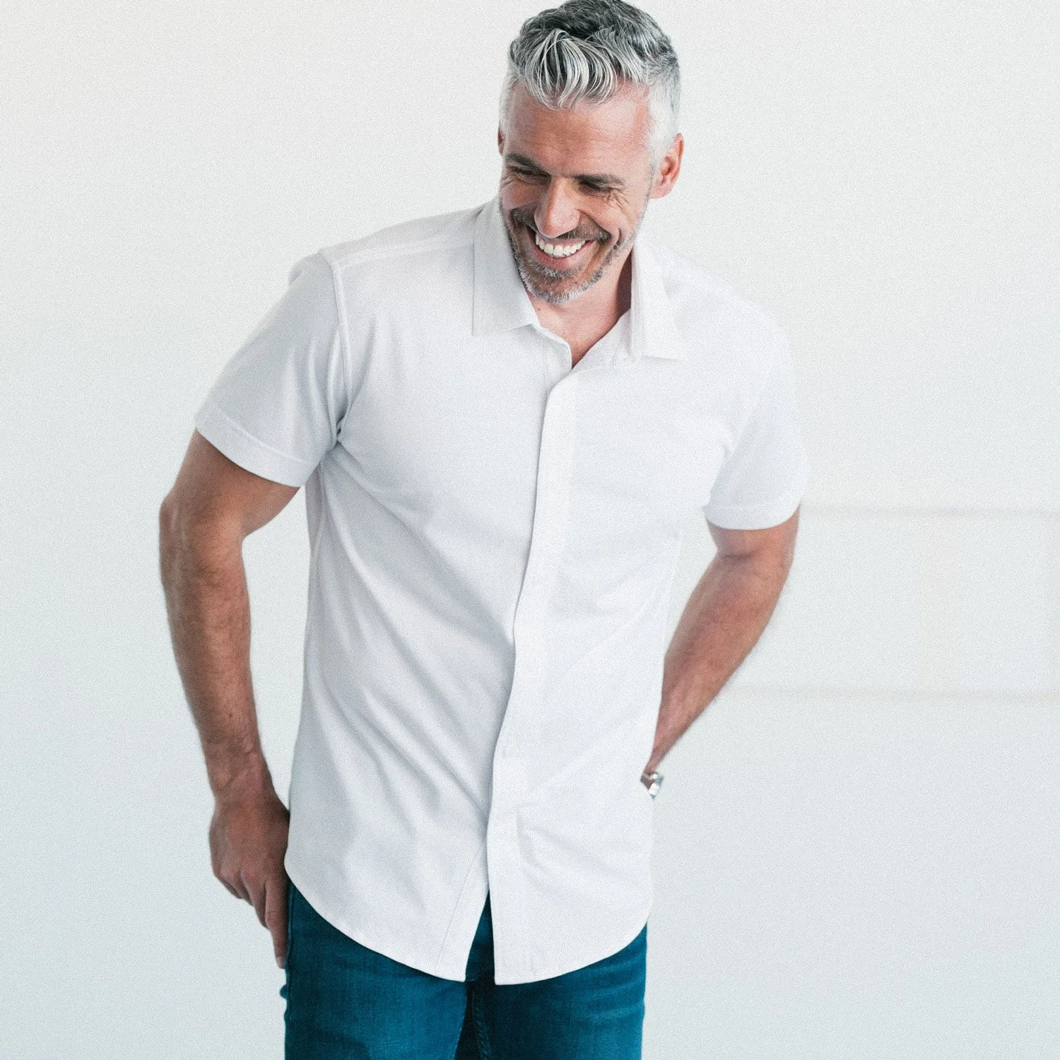 Short Sleeve T-Shirt Shirt - White Cotton Jersey