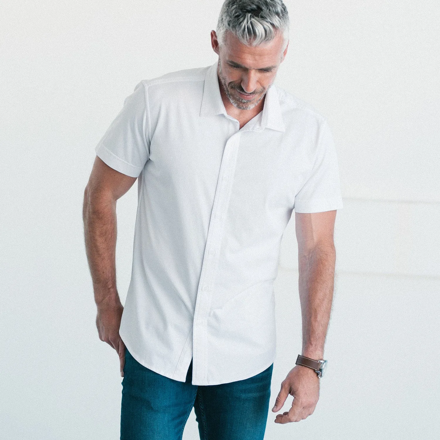 Short Sleeve T-Shirt Shirt - White Cotton Jersey