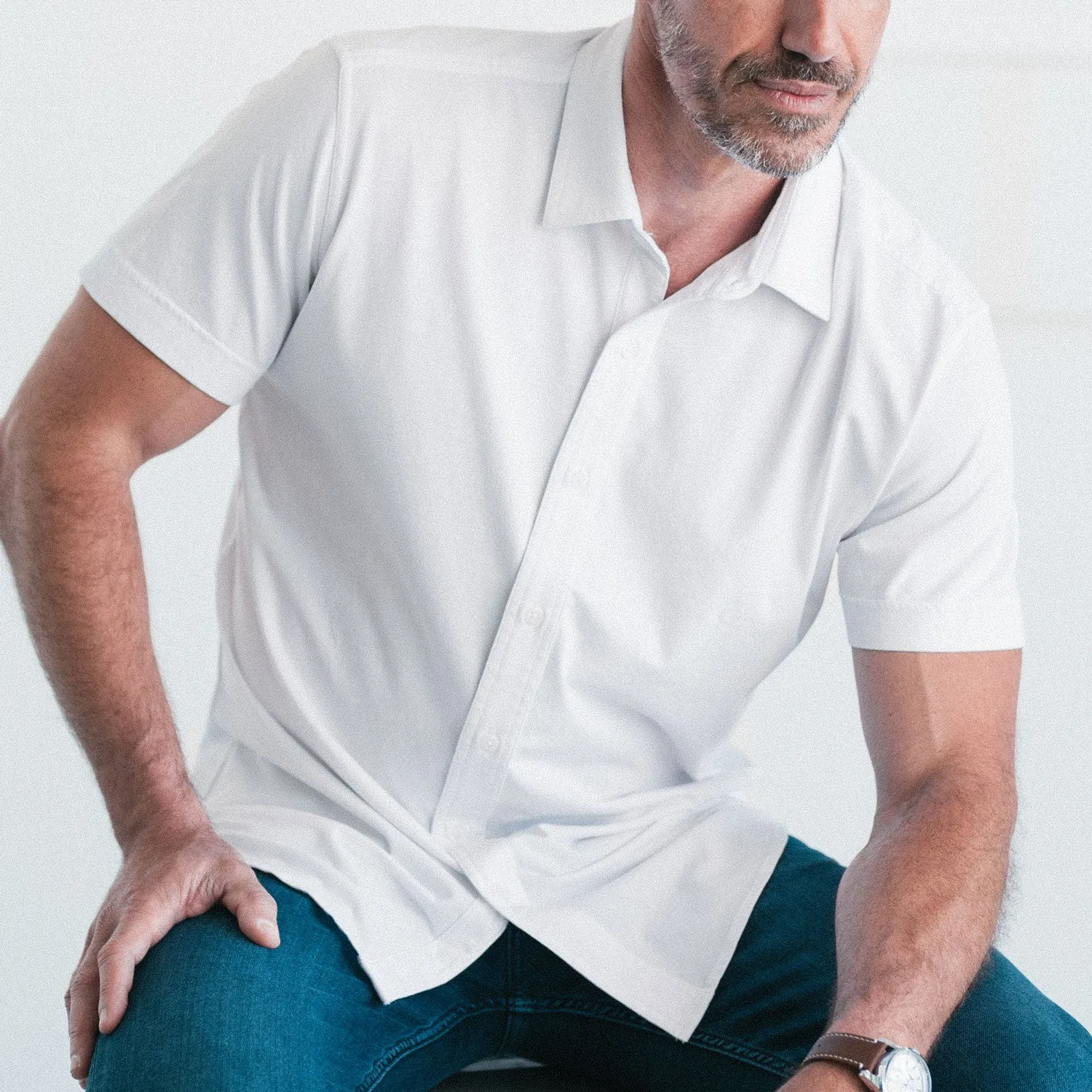 Short Sleeve T-Shirt Shirt - White Cotton Jersey