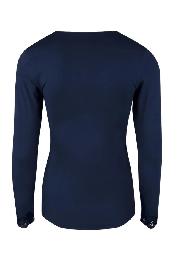Simply Perfect Long-Sleeved Top - Navy Blue