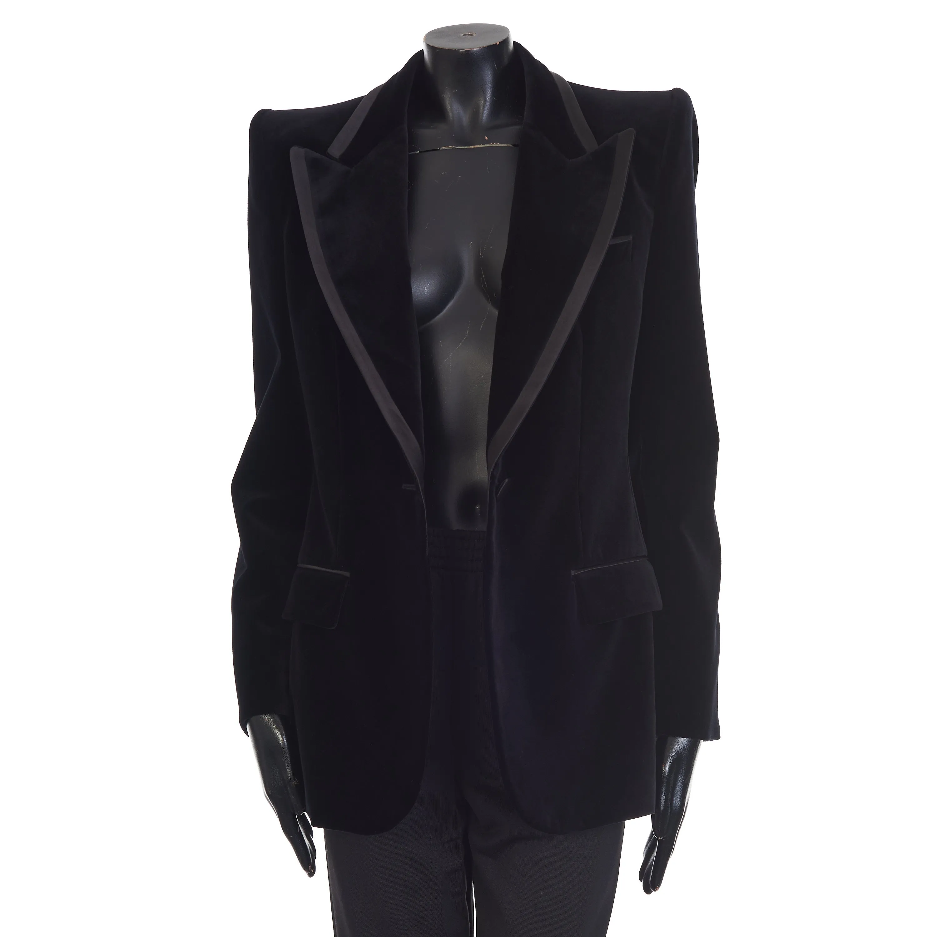 Single-breasted Black Velvet Jacket