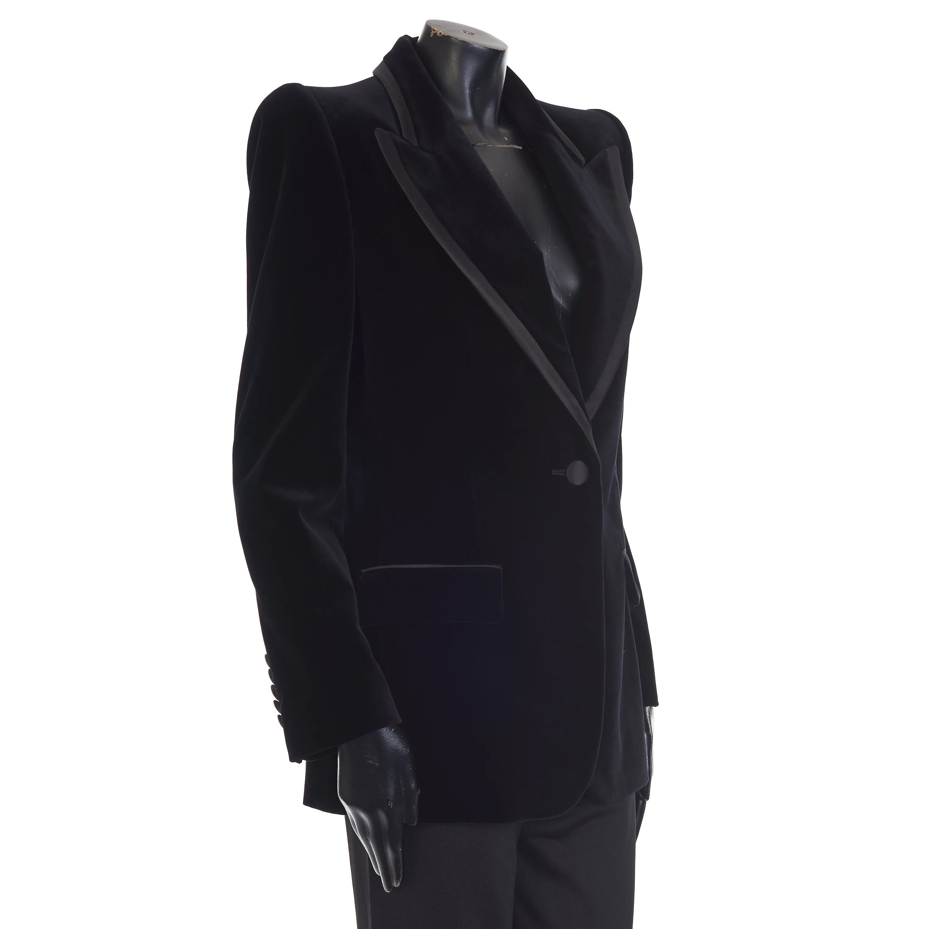 Single-breasted Black Velvet Jacket