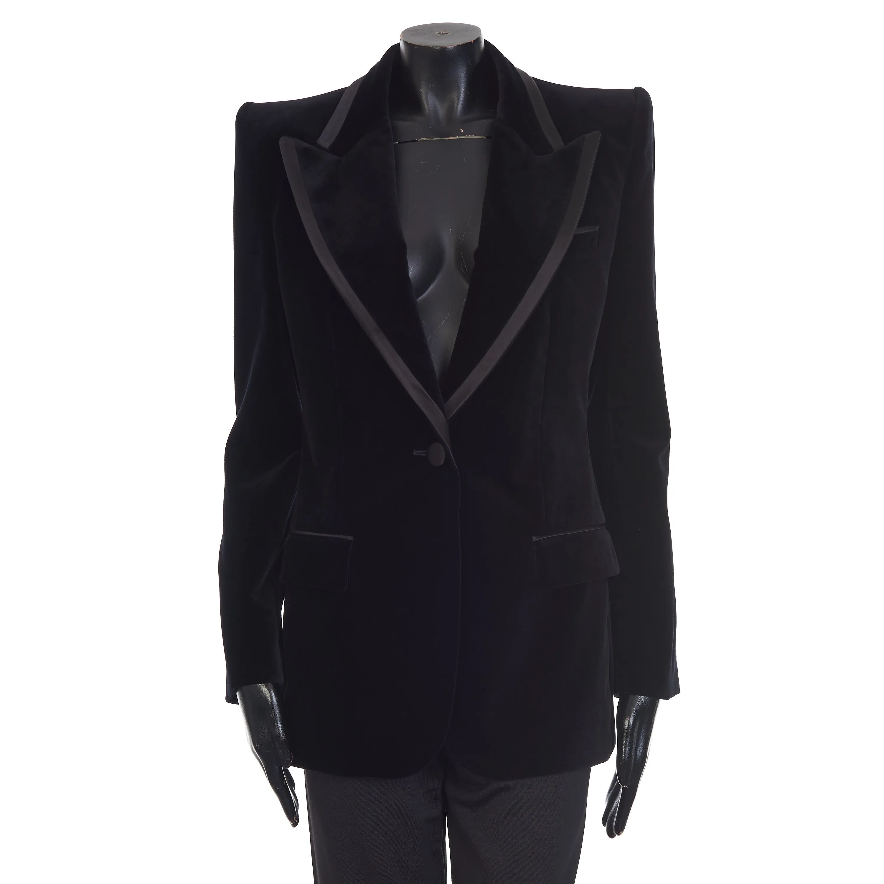 Single-breasted Black Velvet Jacket