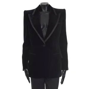 Single-breasted Black Velvet Jacket