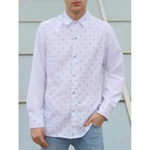 Skull Print Color Block Panel Shirt - White Xl