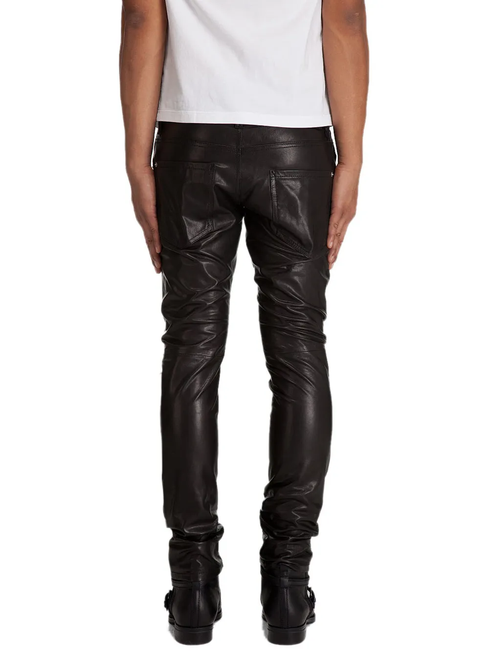 Slim Fit Tapered Genuine Leather Pants for Men