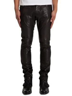 Slim Fit Tapered Genuine Leather Pants for Men