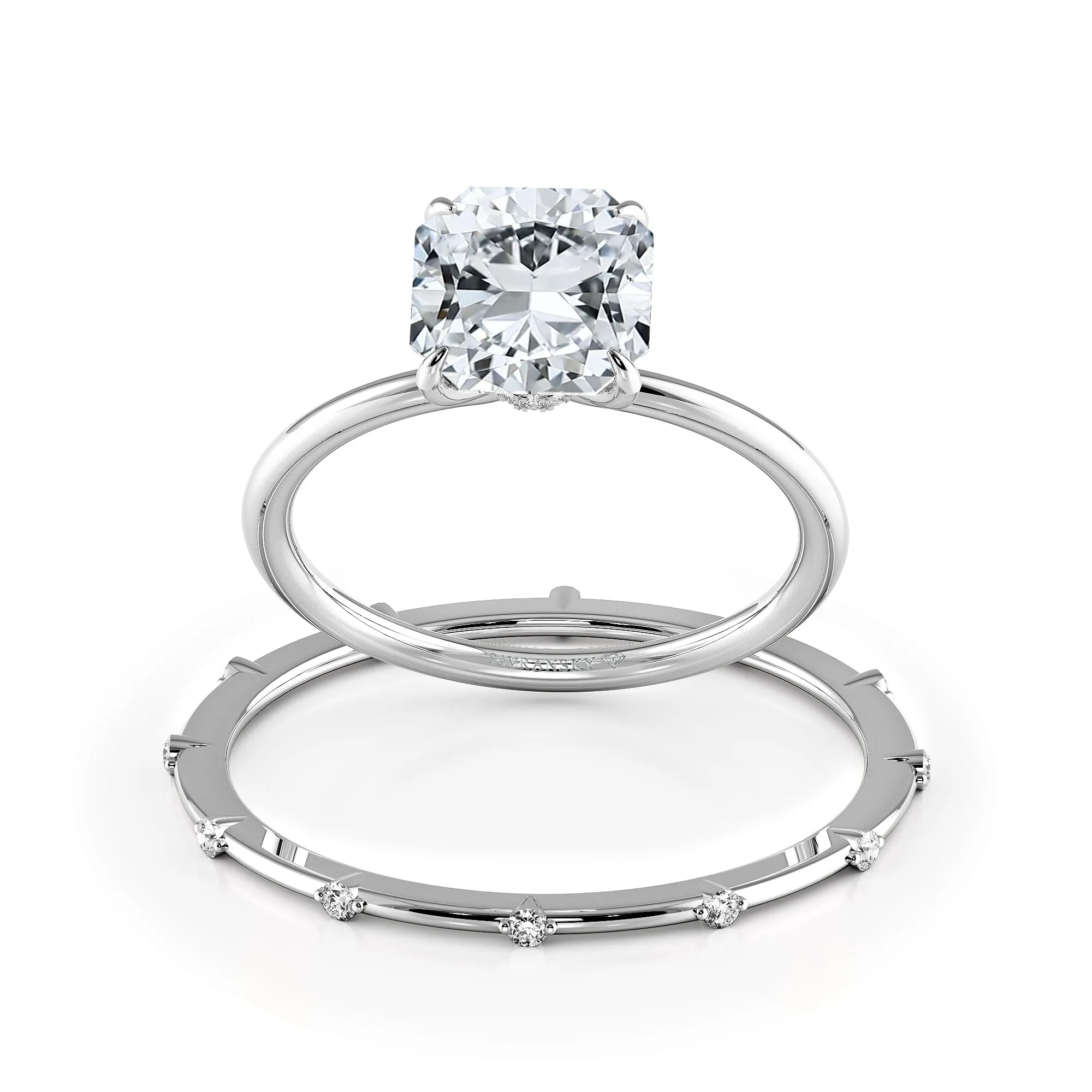 Square Radiant Cut Unique and Graceful Engagement Ring Bridal Set - 644