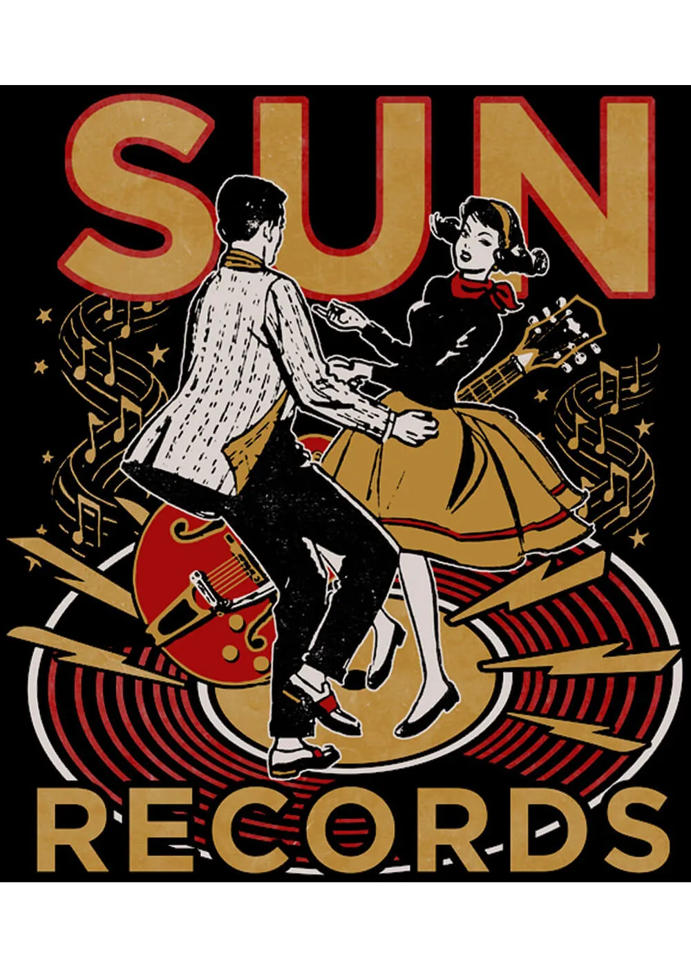 Steady Clothing Mens Sun Records Lindy Hop T-Shirt Black