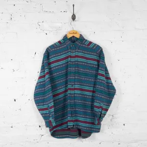 Striped 90s Flannel Shirt - Blue - M