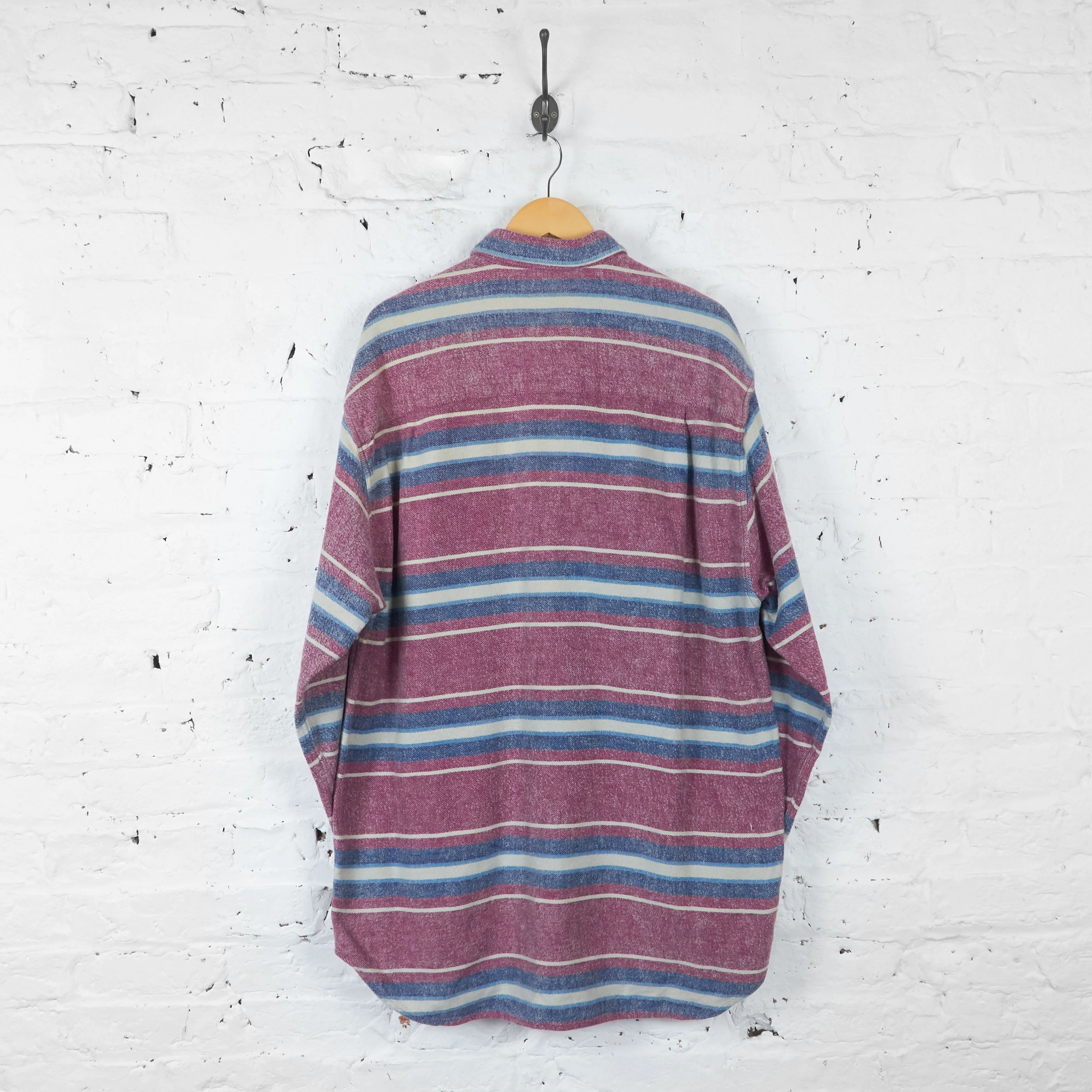 Striped 90s Flannel Shirt - Red - XL
