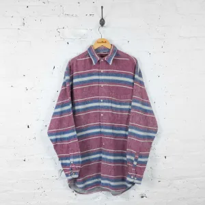 Striped 90s Flannel Shirt - Red - XL