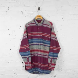Striped 90s Flannel Shirt - Red/Grey - XL