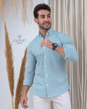 Striped Basic Shirt - Oil Green