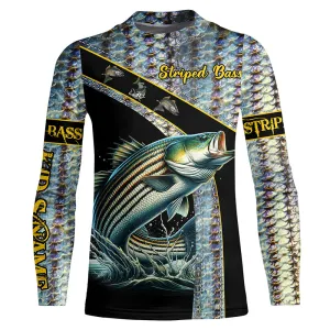 Striped bass fishing scales Custom name striper fishing Kid Long Sleeves shirts NQS4891