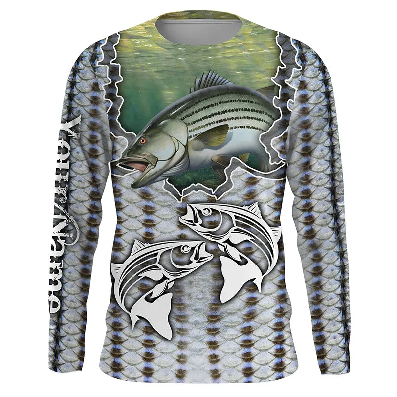 Striped Bass Fishing UPF 30  Men’s Long Sleeve Fishing Shirt, Tournament Fishing Gift TTS0307