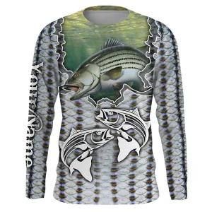 Striped Bass Fishing UPF 30  Men’s Long Sleeve Fishing Shirt, Tournament Fishing Gift TTS0307