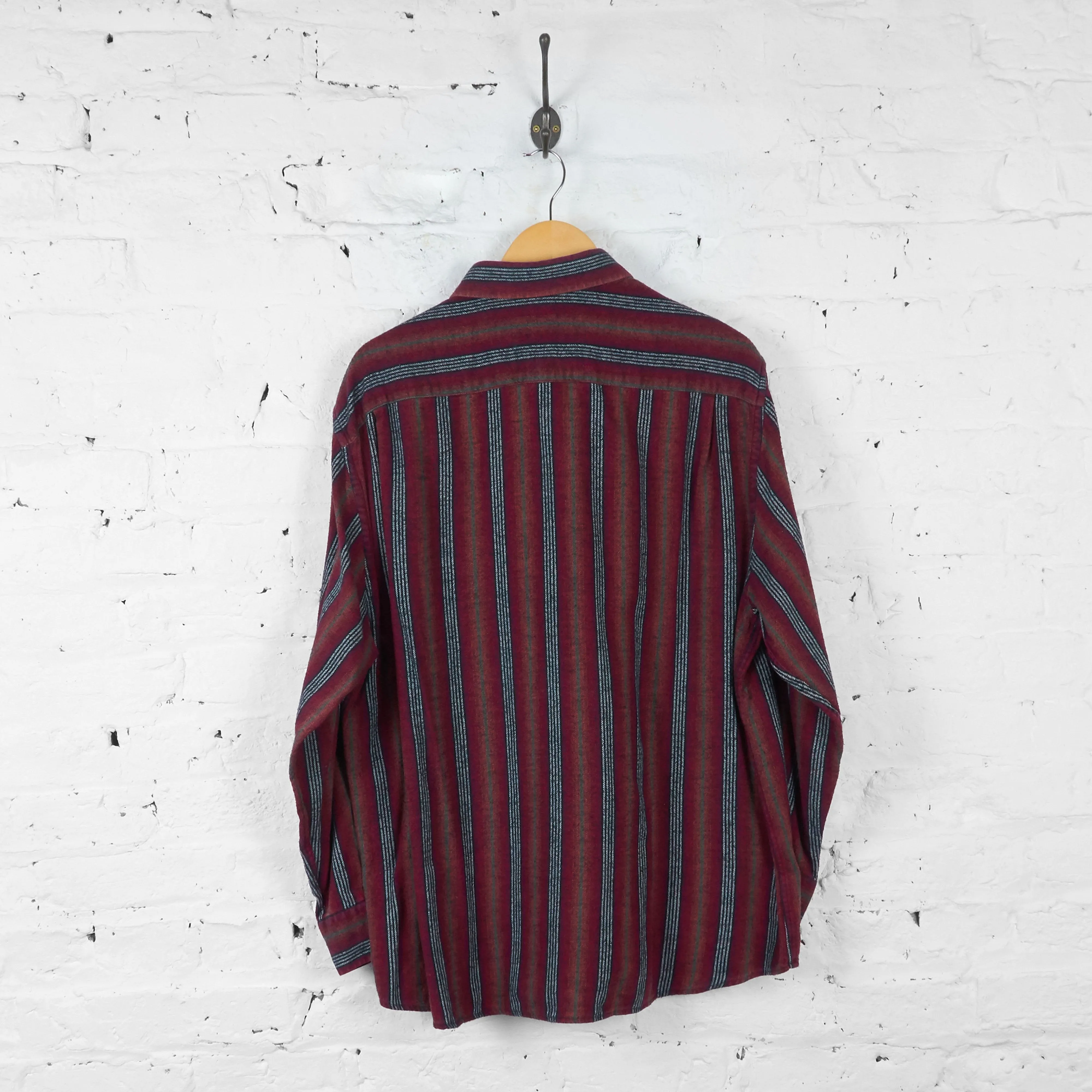 Striped Flannel Shirt - Red - XL