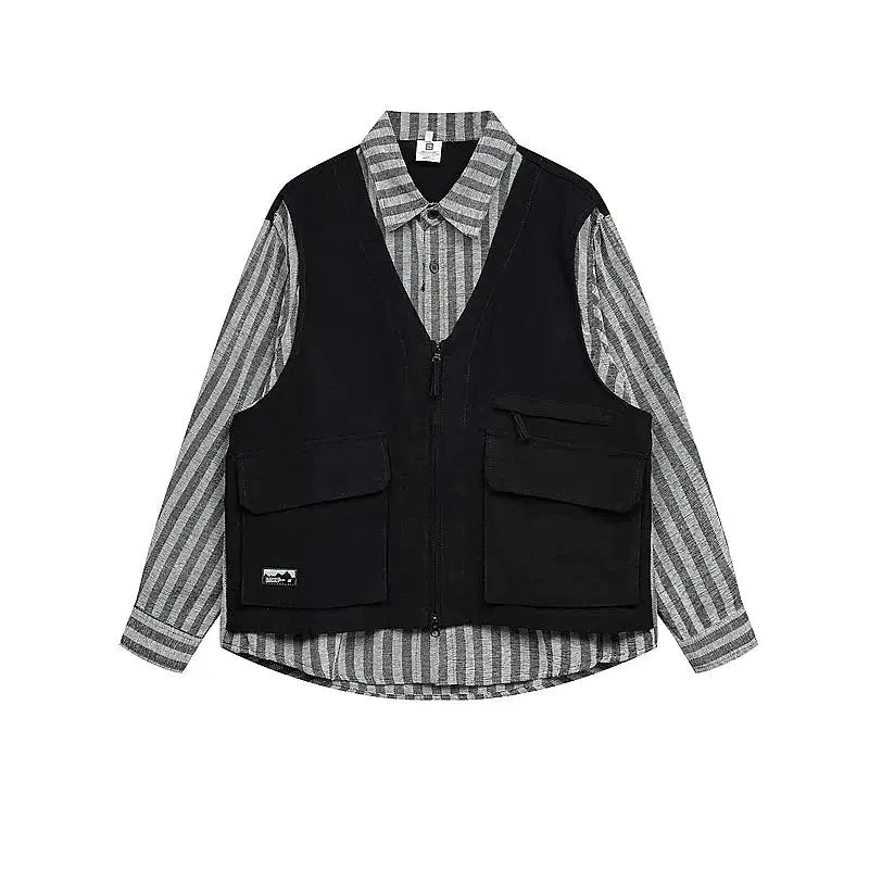 Striped Patchwork Vest Shirt