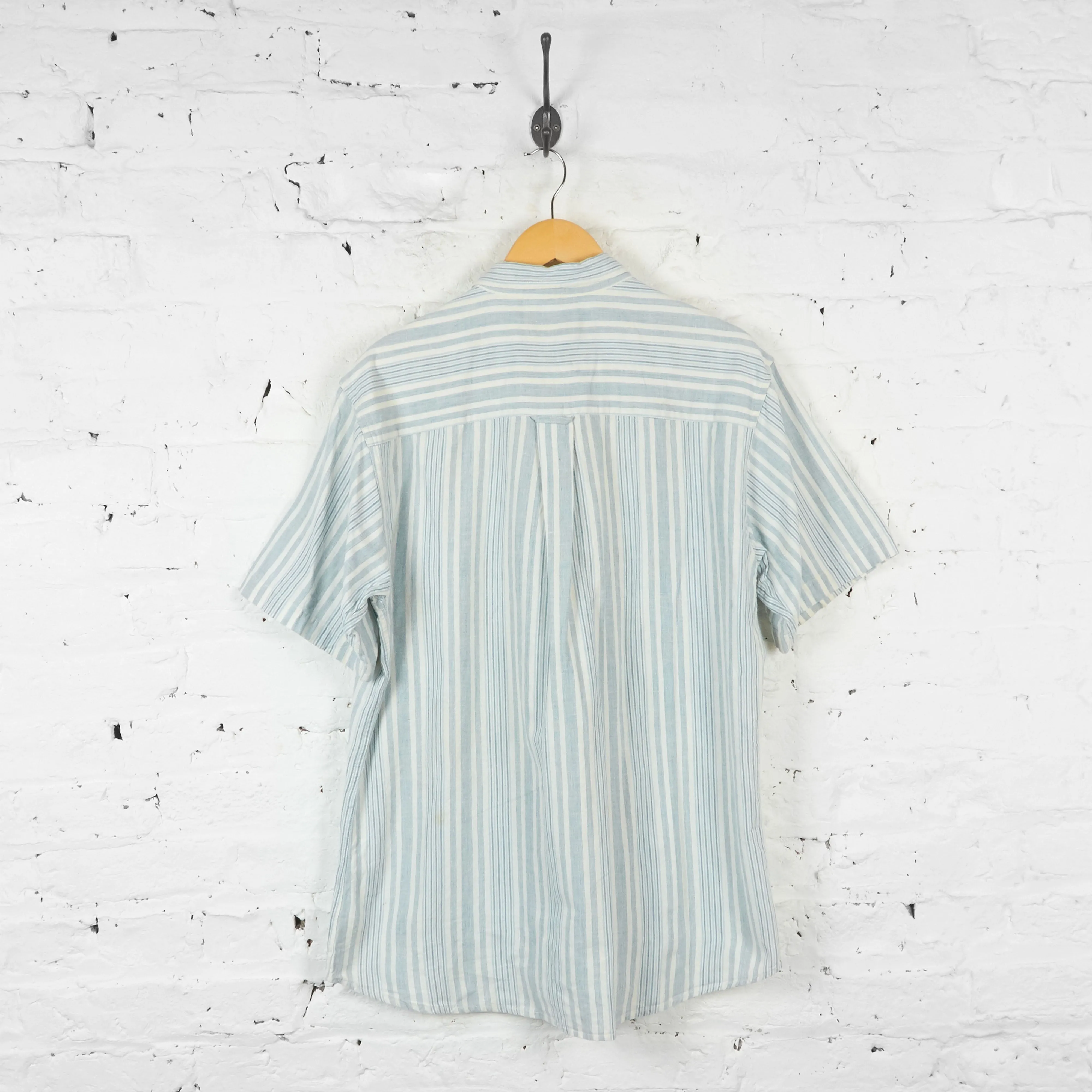 Striped Short Sleeve Shirt - Blue/White - L