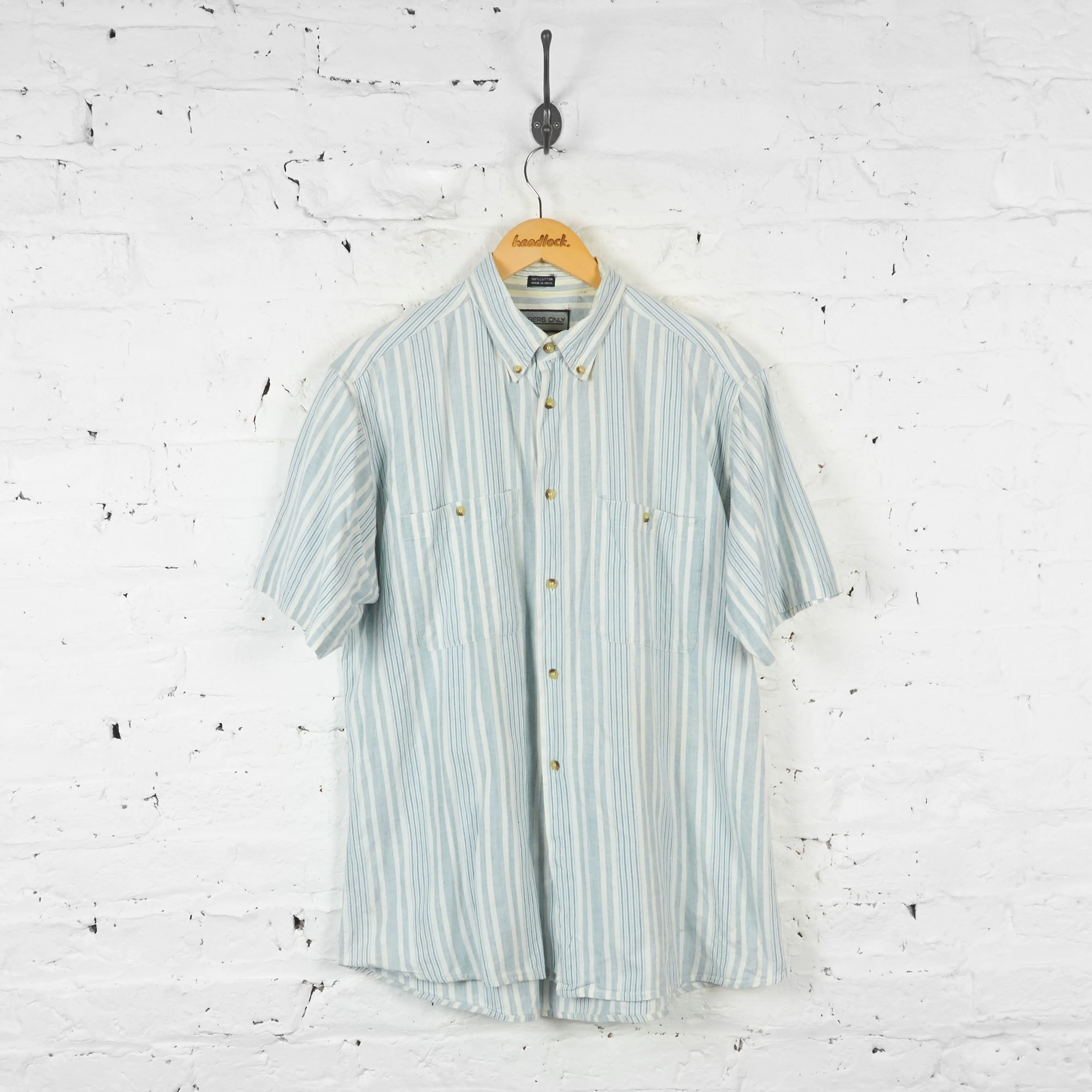 Striped Short Sleeve Shirt - Blue/White - L