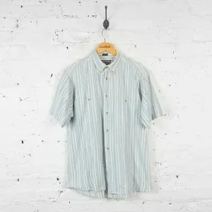 Striped Short Sleeve Shirt - Blue/White - L
