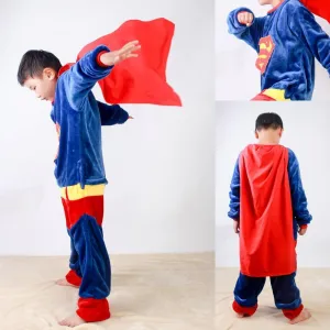 Super Hero Superman Kids Onesies Pajamas Kigurumi Costume