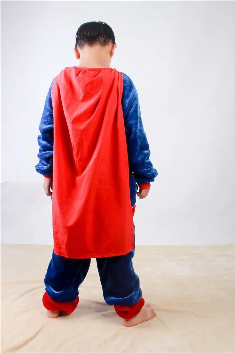 Super Hero Superman Kids Onesies Pajamas Kigurumi Costume