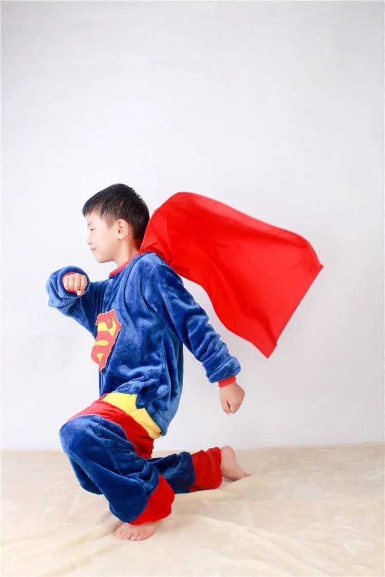 Super Hero Superman Kids Onesies Pajamas Kigurumi Costume