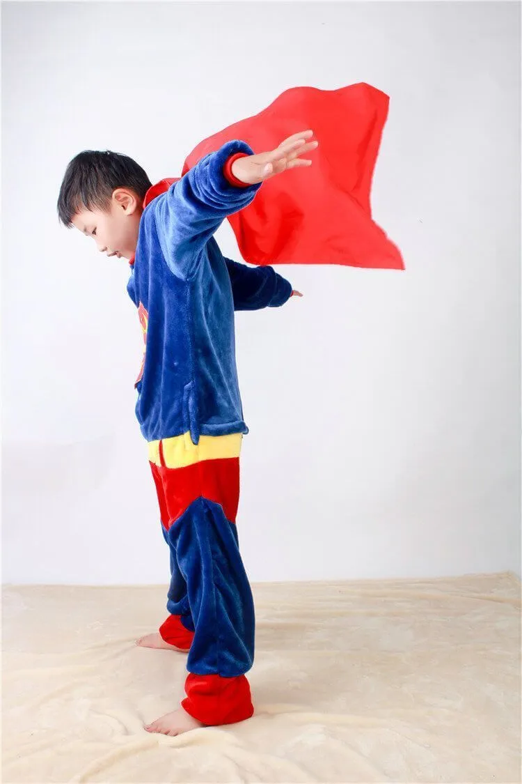 Super Hero Superman Kids Onesies Pajamas Kigurumi Costume