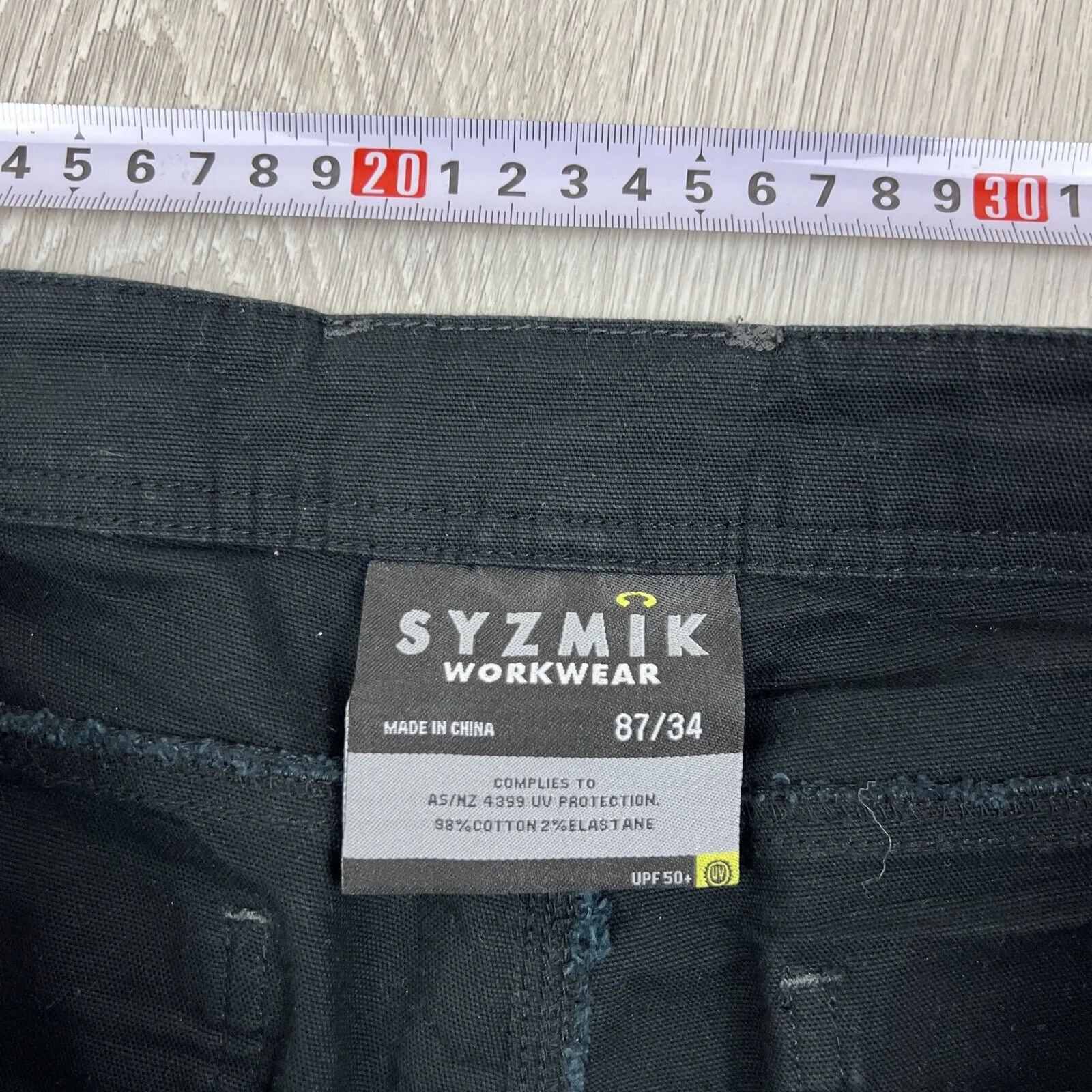 Syzmik Workwear Mens Black Work Cargo Pants Size 34
