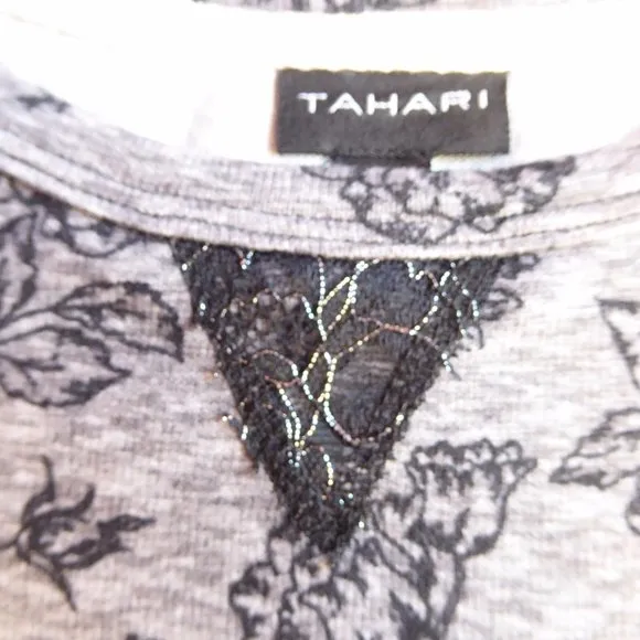 TAHARI LACE ACCENT JERSEY PAJAMAS SET,SZ S,NEW