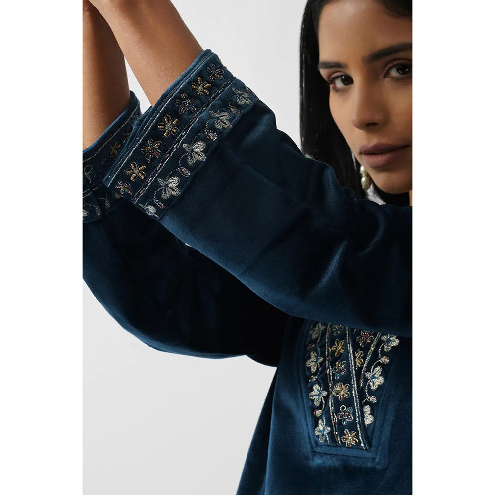 TAHILIYA Women Navy Blue Kurta with Pant and Dupatta (Set of 3)