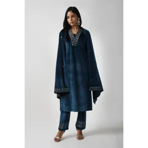 TAHILIYA Women Navy Blue Kurta with Pant and Dupatta (Set of 3)