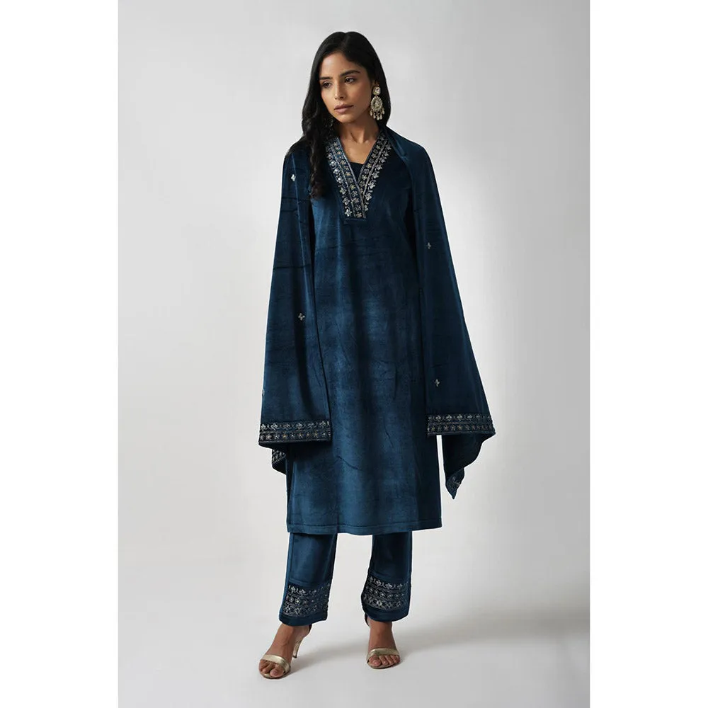 TAHILIYA Women Navy Blue Kurta with Pant and Dupatta (Set of 3)