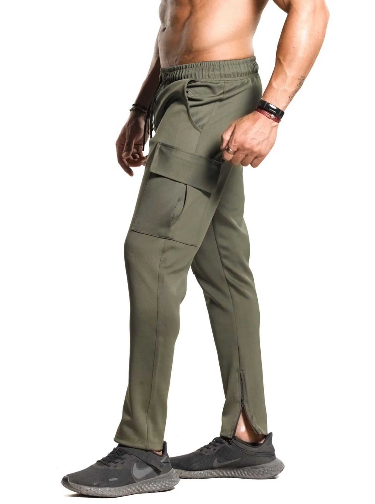 Tapered Cargo Zip Joggers - UPG [Olive Green]