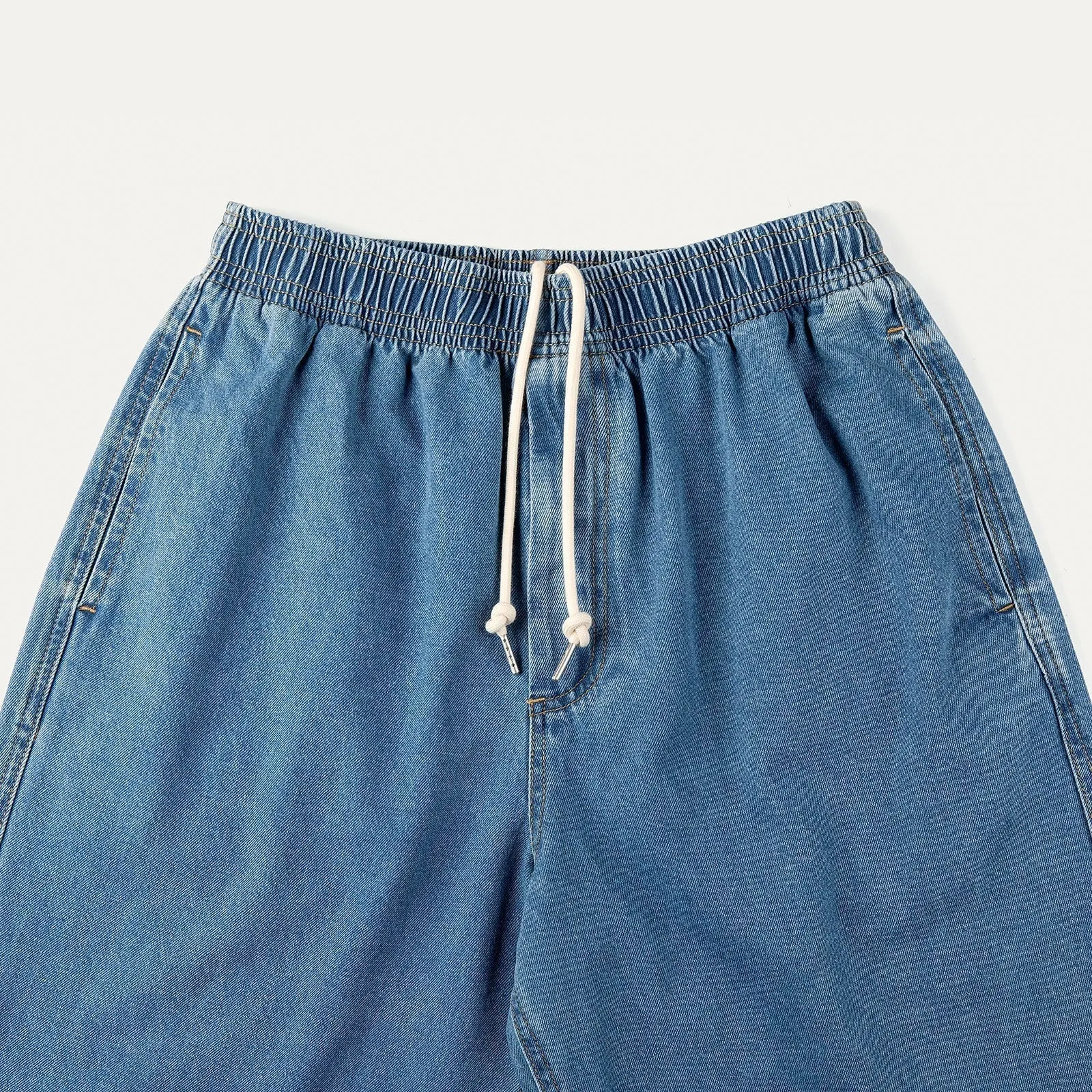 Tapered Drawstring Elastic Waist Jeans