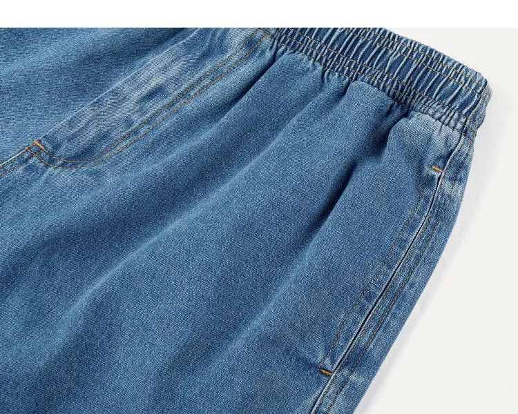 Tapered Drawstring Elastic Waist Jeans