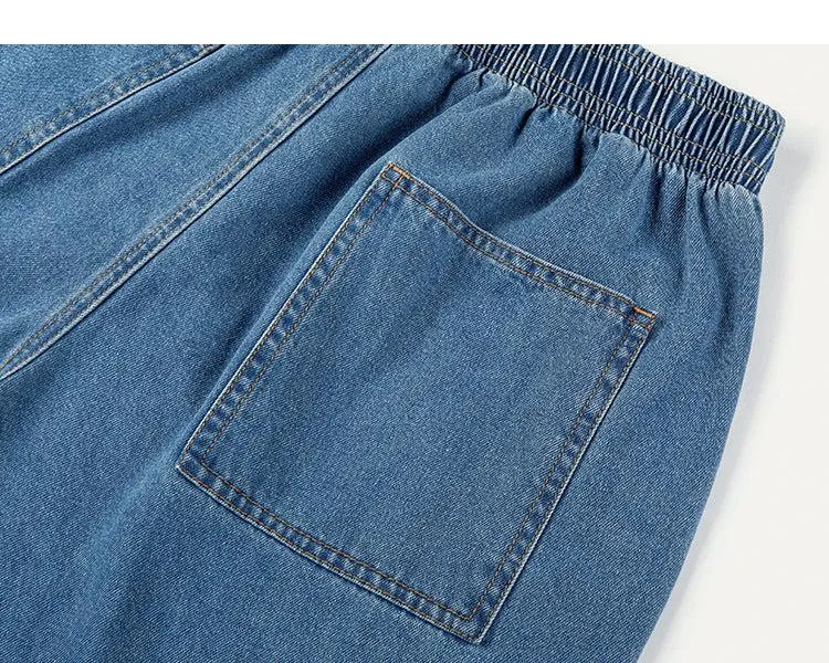 Tapered Drawstring Elastic Waist Jeans