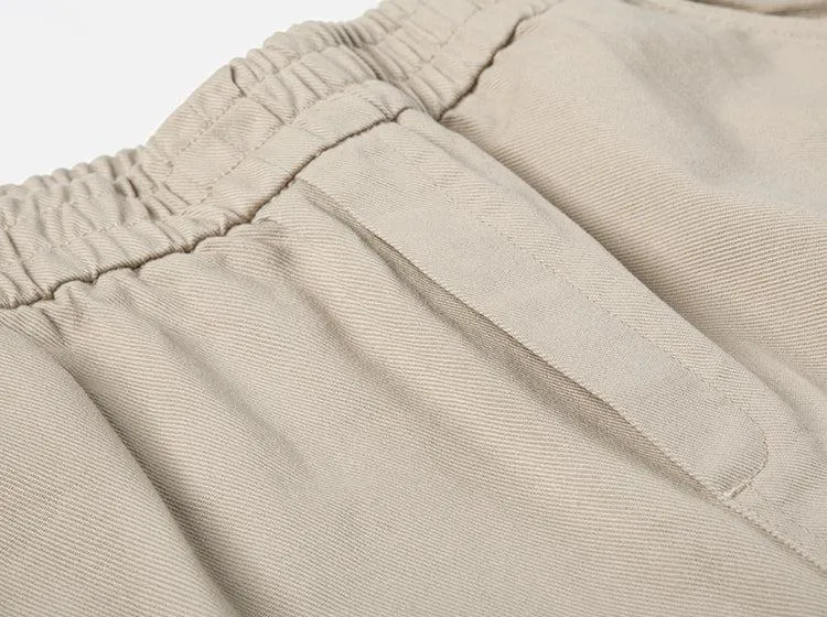 Tapered Elastic Waist Washed Pants