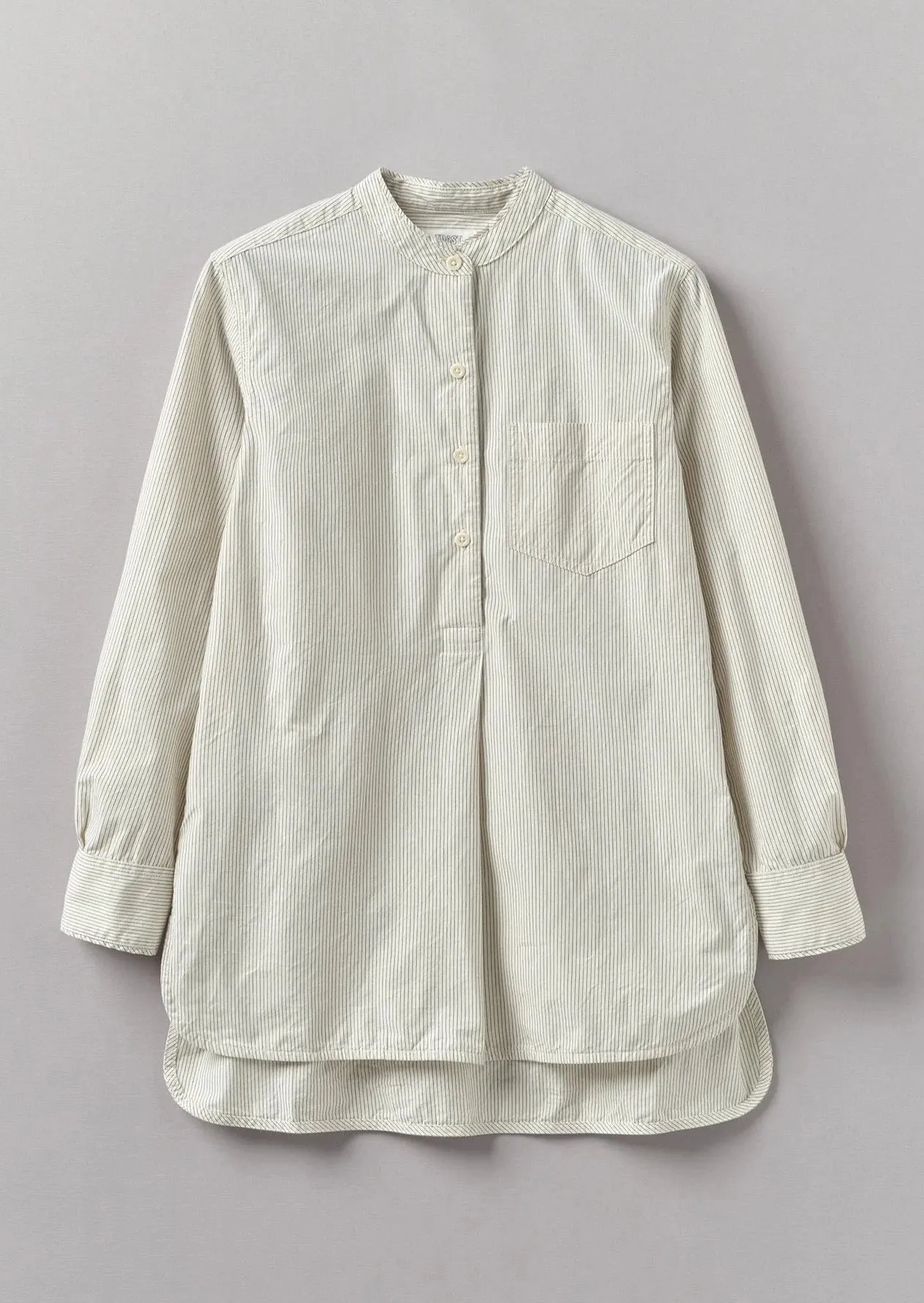 Taro Stripe Cotton Poplin Shirt, Unwashed Blue