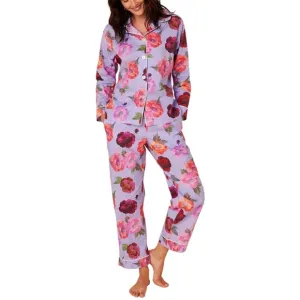 THE CAT'S PAJAMAS MARI LUXE PIMA LONG SLEEVE PAJAMA 2 PC SET BLUE PINK FLORAL M