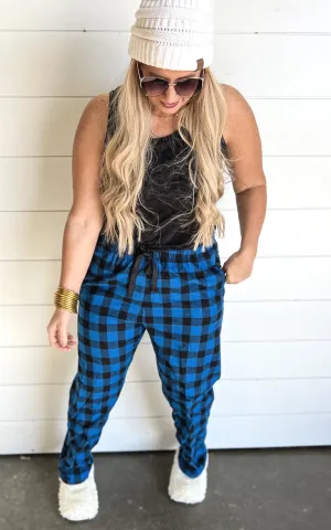 The Jessica Jammie Pants  Royal/ Black Buffalo** - Final Sale