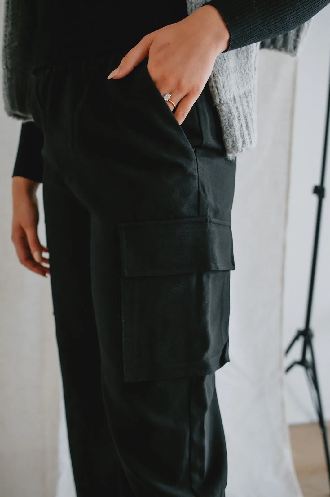 The Themis Cargo Pant by Steve Madden - Black