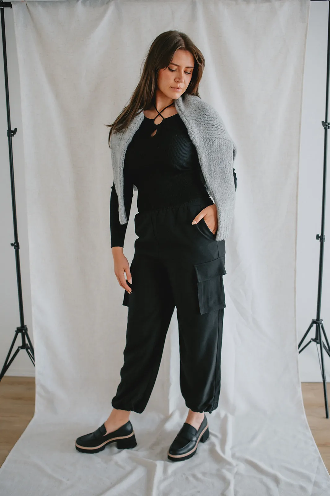 The Themis Cargo Pant by Steve Madden - Black