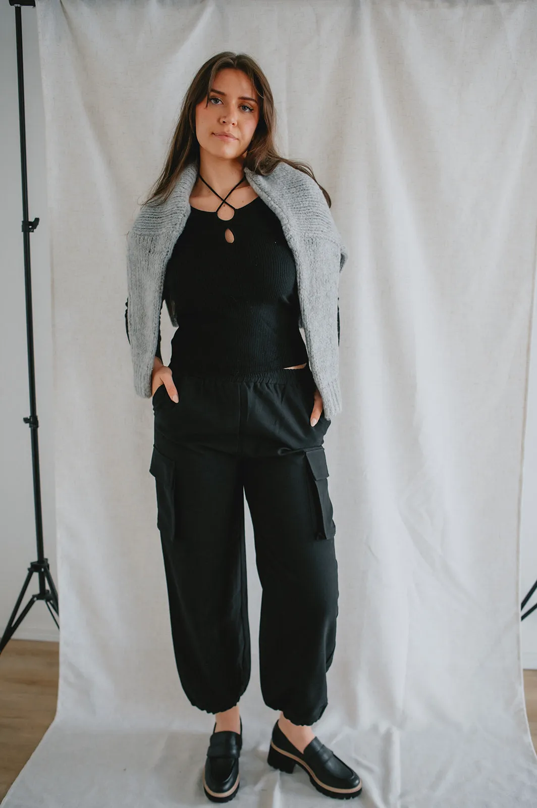 The Themis Cargo Pant by Steve Madden - Black