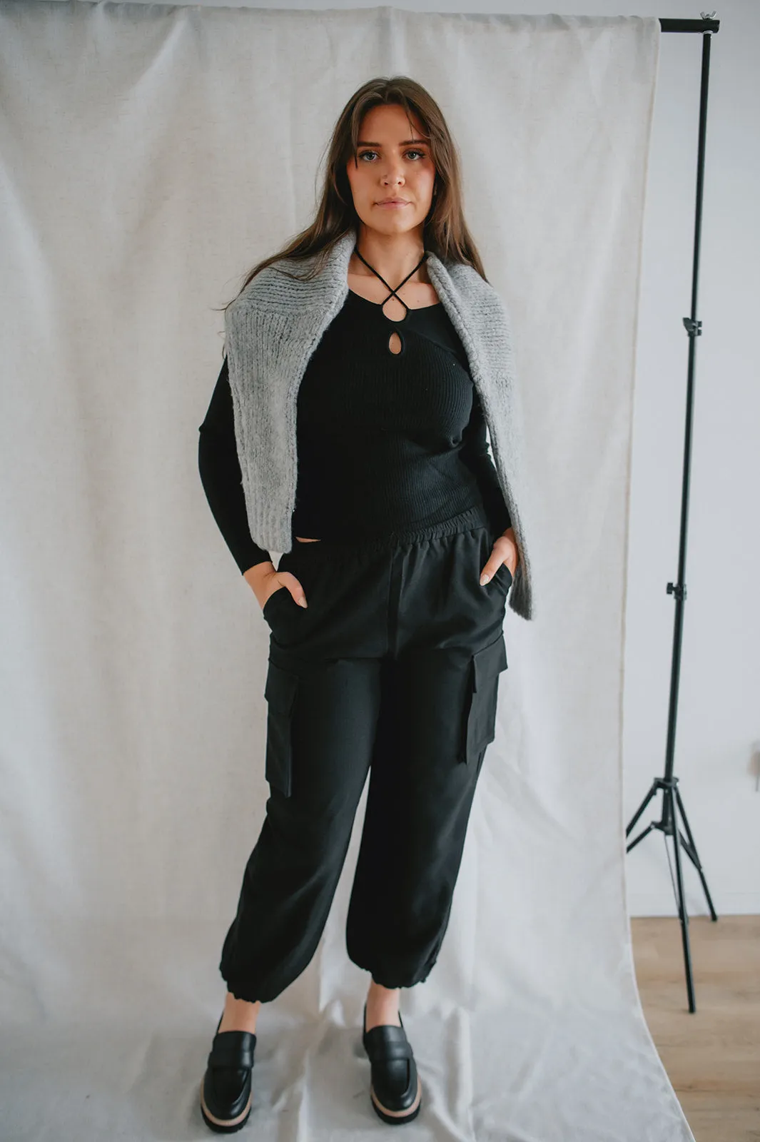 The Themis Cargo Pant by Steve Madden - Black