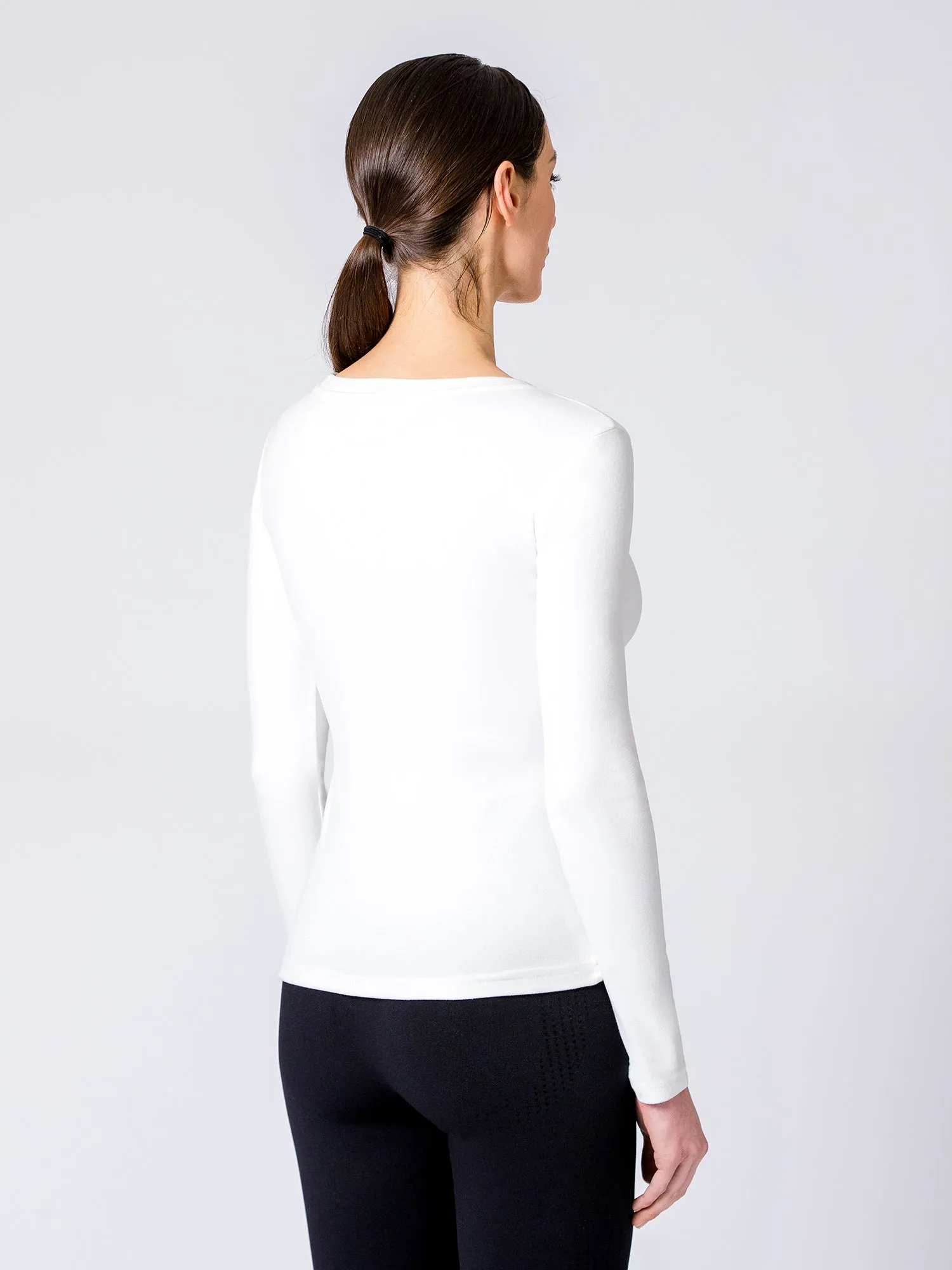 THERMAL FLEECE LONG SLEEVE TOP, WHITE